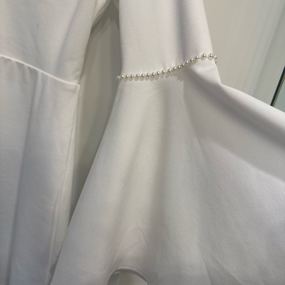 Lulus white long sleeve dress with pearl neckline - Picture 5 of 6